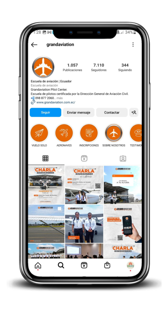 redes sociales, social media, fotografía, contenido para redes sociales, aviación, piloto comercial, grandaviation, escuela de pilotos