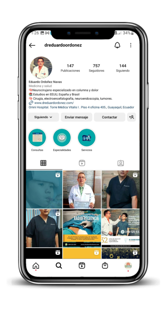 Neurocirujano, redes sociales, social media, medicina, manejo de redes sociales, línea gráfica, fotografía, producción audiovisual